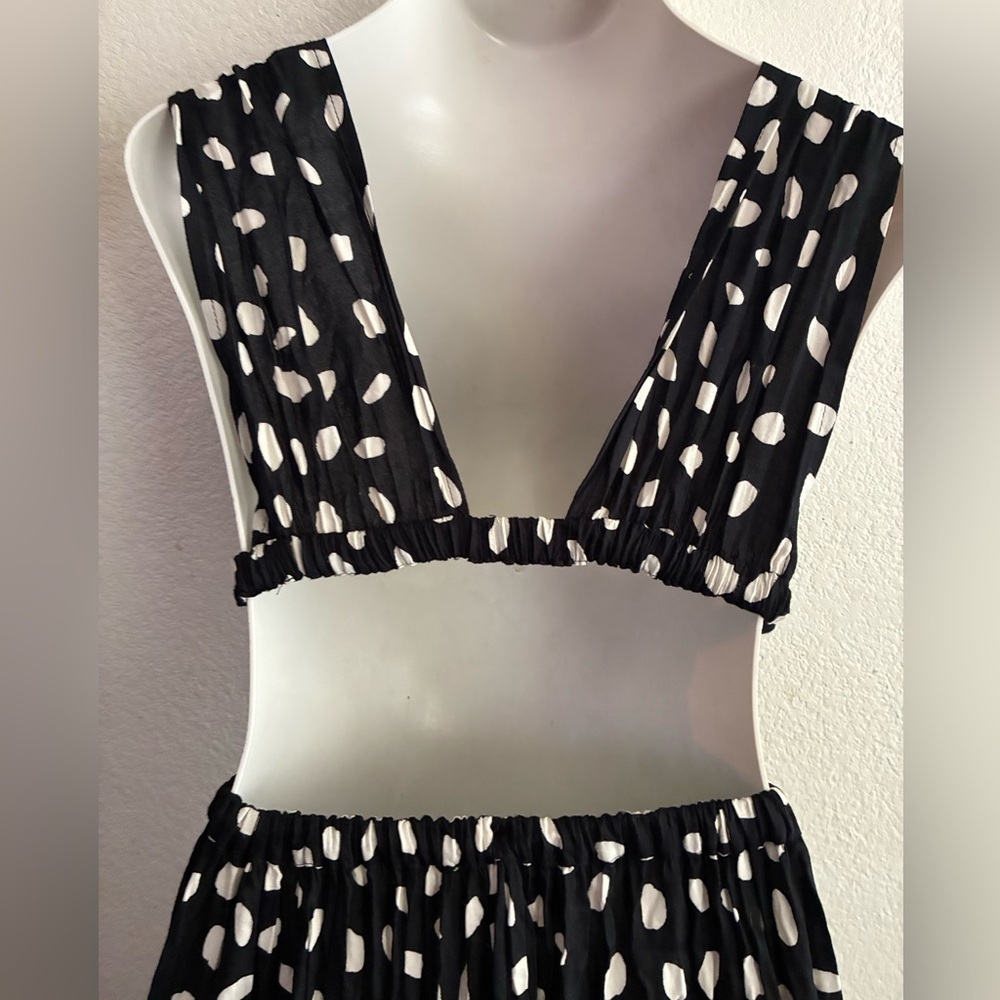 ASOS  Front Slits Back Cut Out Black and White Patterned Maxi  Beach Dress 2 - Picture 7 of 14